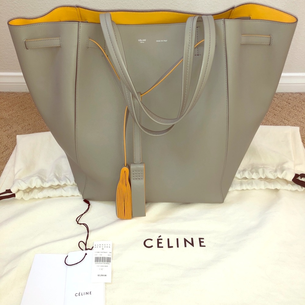 Celine Medium Cabas Phantom Tassel Tote Gray